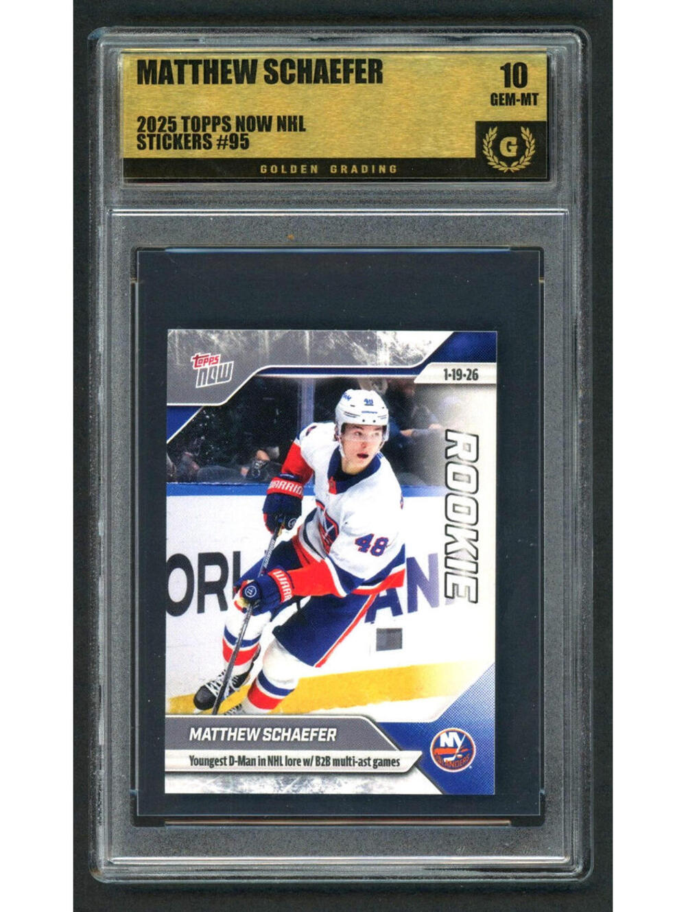 2025-26 Topps Now Sticker #77 Matthew Schaefer Rookie (RC)  Graded Gem Mint 10